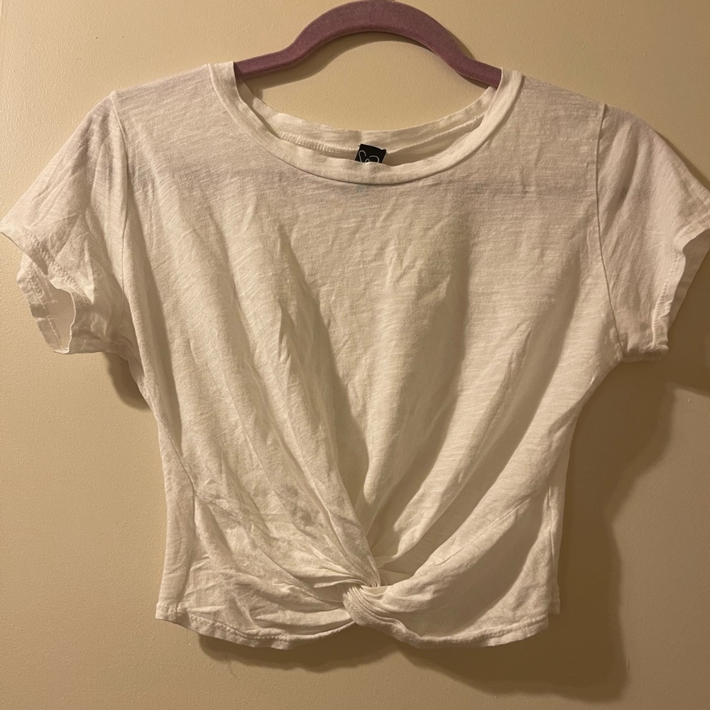 White crop top with knot